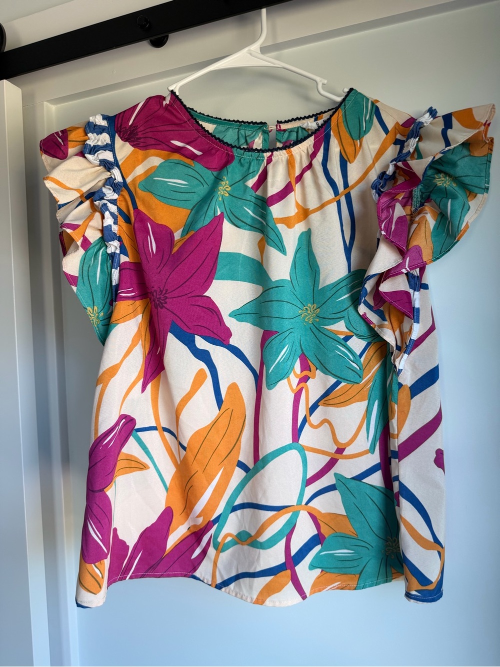 THML Floral Ruffle Sleeve shirt - Multicolor
